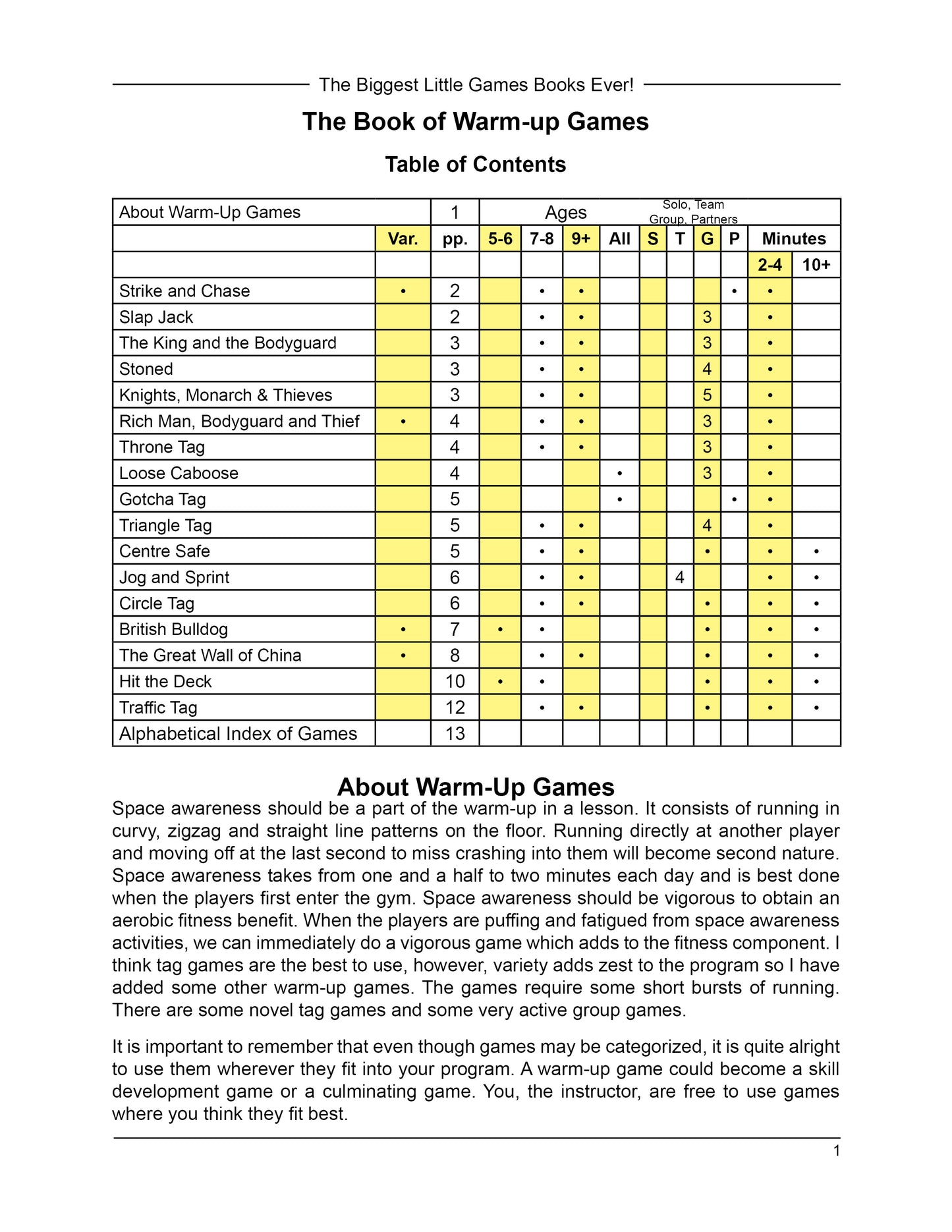 The Book of Warm-up Games